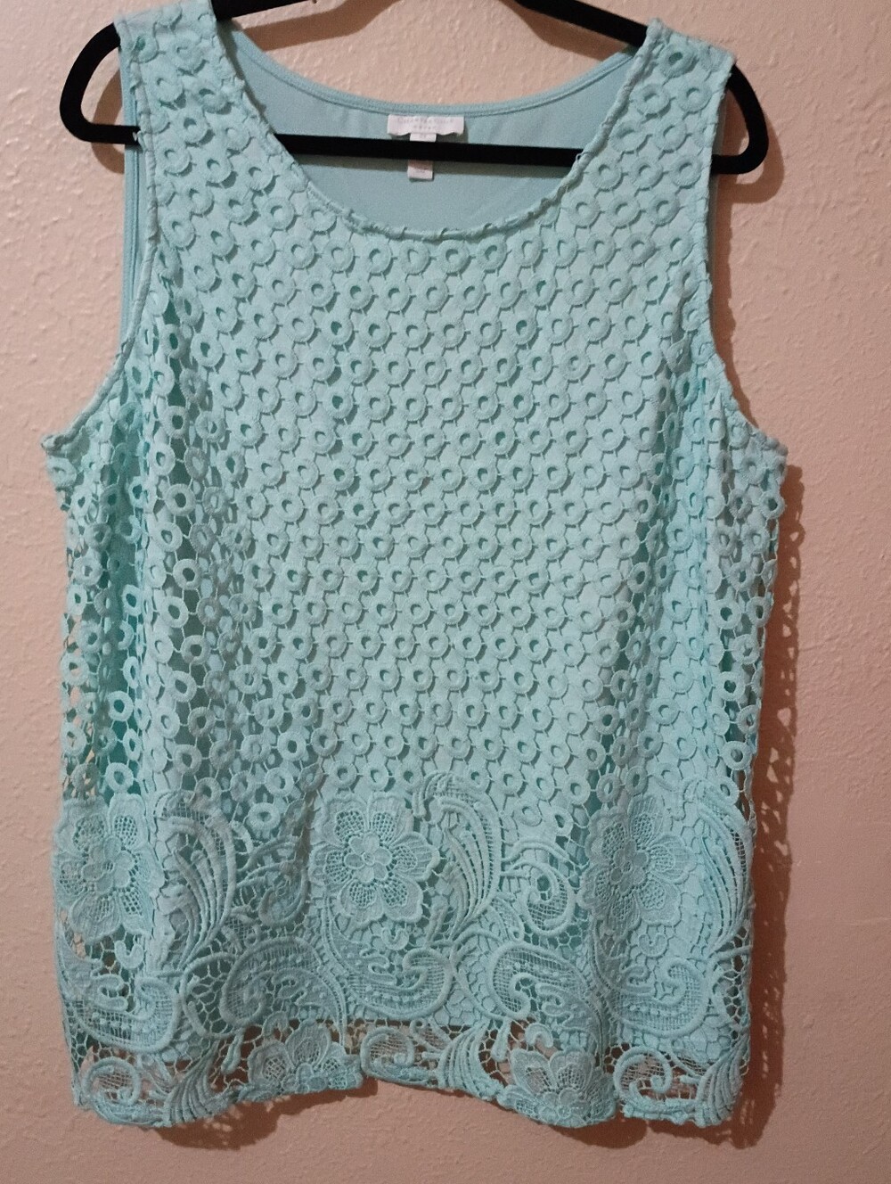 😍 6/$10 SALE Charter Club Size 2X Sleeveless Lace Overlay Tank Top